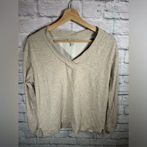 Orvis‎ vneck Beige Pullover fleece lined Sweater Womens size small